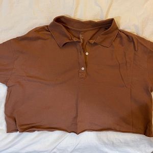 aerie cropped brown polo